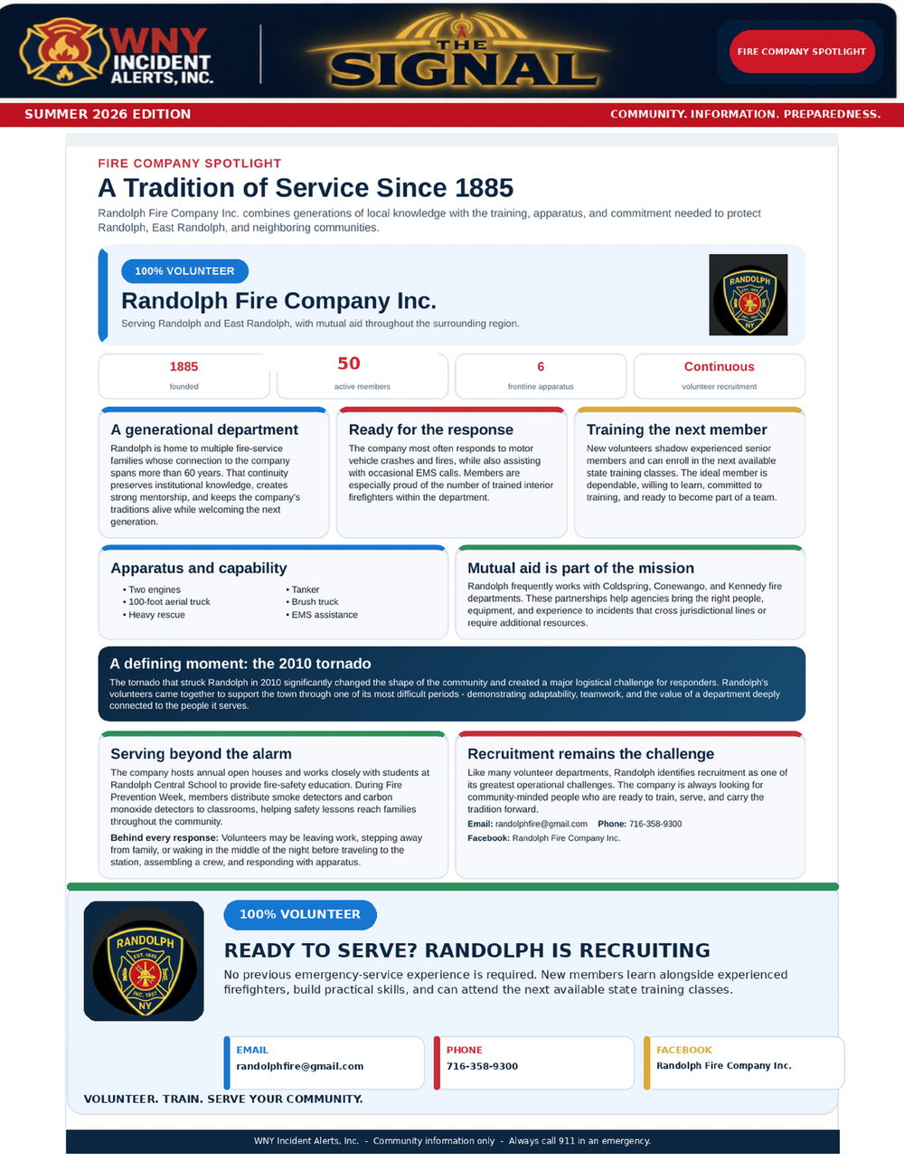 Fire company spotlight: Randolph Fire Company Inc., serving since 1885.